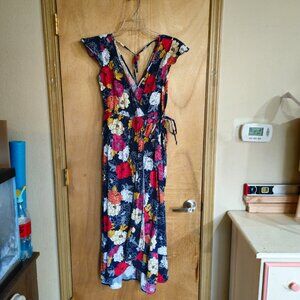 Band of the Free Dress S Floral V Neck Cap sleeve Colorful